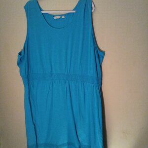 Liz Claiborne Dress Women 3X Sleeveless Crochet Detail Elastic Wasit Blue